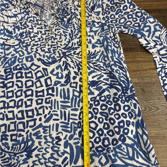 Lilly Pulitzer Blue White Print Long Sleeve Blouse Women’s Small - Picture 6 of 6